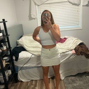 white denim skirt